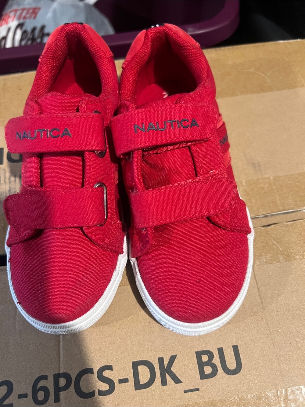 Nautica Kids Bright Red Canvas Hook-and-Loop Sneakers